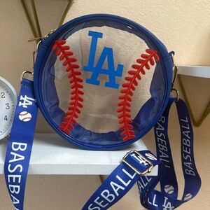 LA Baseball Clear Round Crossbody Bag – Blue Stadium Approved Transparent Purse